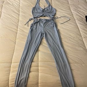 Two piece crop top pants set